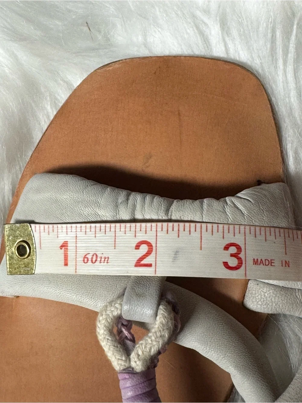 NWOT Free People Lace-Up Flat Sandals in Cream Lavender Leather Linen Sz 36.5